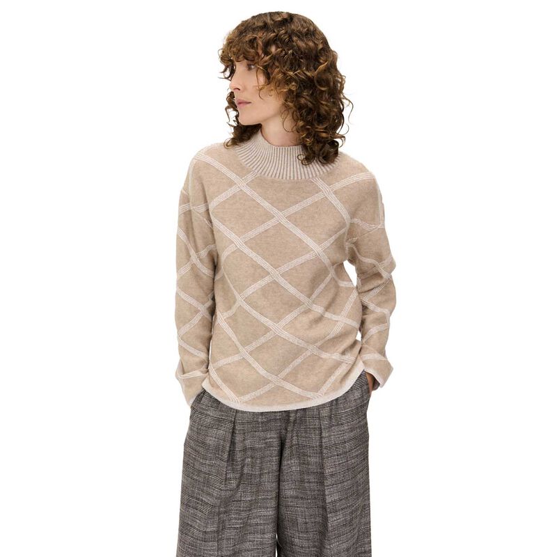Veronika Maine Oversized Two Tone Diamond Sweater image number 0